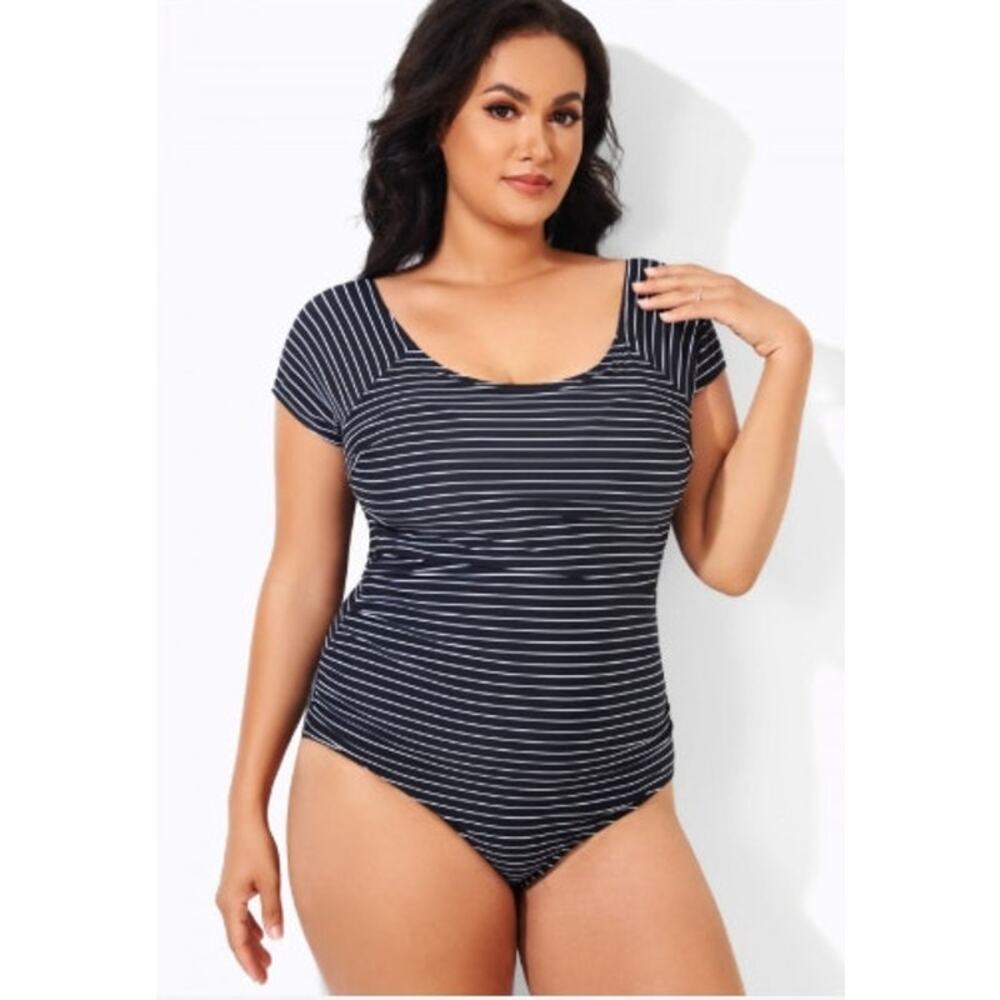 Striped Black and White Women's Swimwear